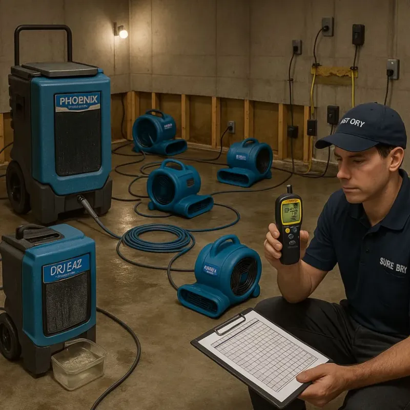 Structural Drying and Dehumidification process in Falmouth, VA